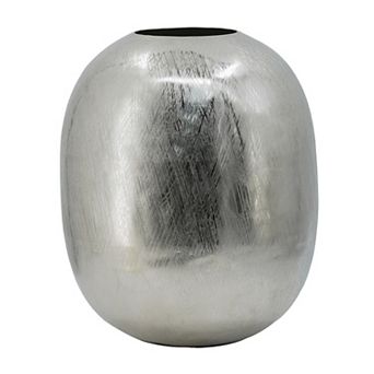 TOEMOA Contemporary Round Aluminum Decorative Vase with Metallic Finish