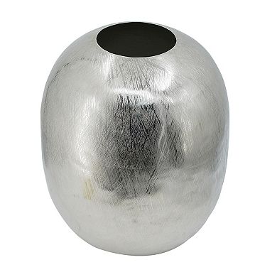 TOEMOA Contemporary Round Aluminum Decorative Vase with Metallic Finish