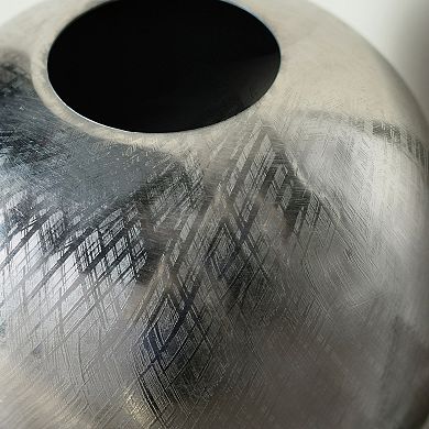 TOEMOA Contemporary Round Aluminum Decorative Vase with Metallic Finish