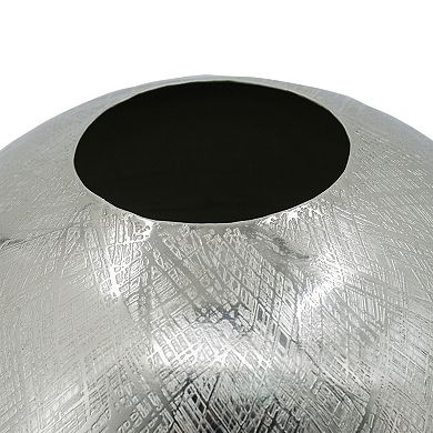 TOEMOA Contemporary Round Aluminum Decorative Vase with Metallic Finish