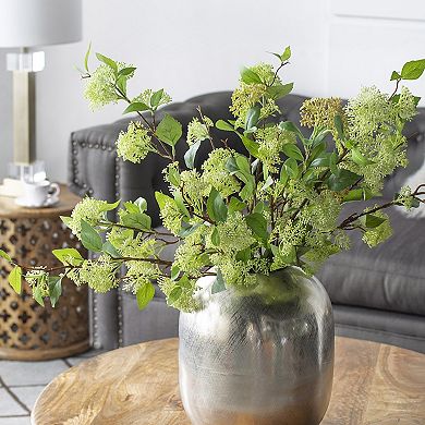 TOEMOA Contemporary Round Aluminum Decorative Vase with Metallic Finish