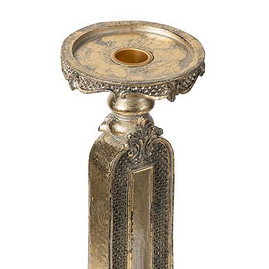 TOEMOA Elegant Antique Finish Cutout Candle Holder with Diamond Pattern Design