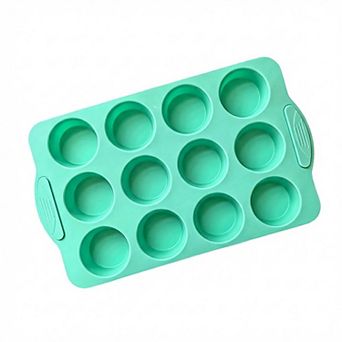 2 pc Silicone Muffin Pan Set 12 cup Nonstick Cupcake Baking Mold with Handles
