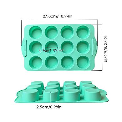 2-Piece Silicone Muffin Pan Set 12-Cup Nonstick Cupcake Baking Mold with Handles