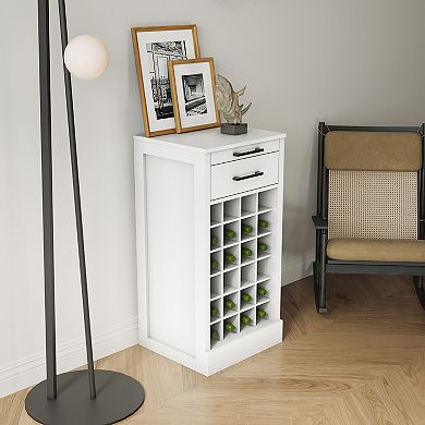 KWPZQEB Retro 24 Wine Bar Cabinet with Drawer, Wooden Buffet Cabinet for Dining Room