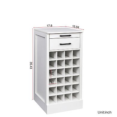 KWPZQEB Retro 24 Wine Bar Cabinet with Drawer, Wooden Buffet Cabinet for Dining Room