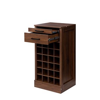 KWPZQEB Retro 24 Wine Bar Cabinet with Drawer, Wooden Buffet Cabinet for Dining Room