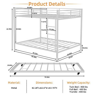 GOODSILO Durable Square Tube Bunk Bed with Trundle for Space Saving Sleeping Solution