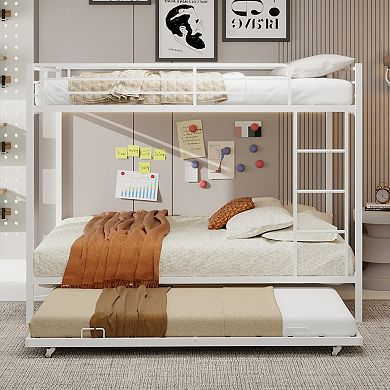 GOODSILO Durable Square Tube Bunk Bed with Trundle for Space Saving Sleeping Solution