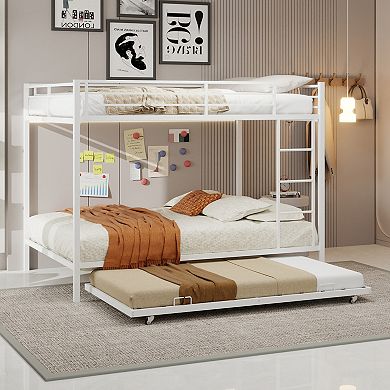 GOODSILO Durable Square Tube Bunk Bed with Trundle for Space Saving Sleeping Solution