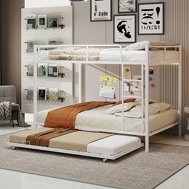 GOODSILO Durable Square Tube Bunk Bed with Trundle for Space Saving Sleeping Solution