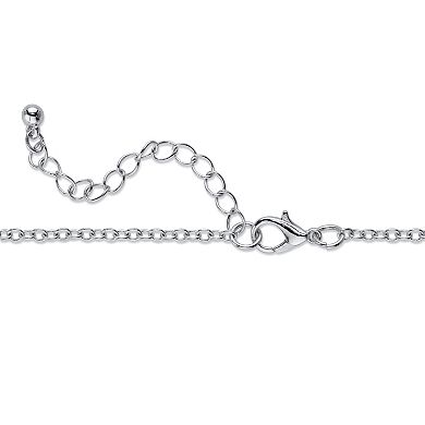 Blue and Grey Crystal Antiqued Silvertone Ocean Themed Fringe Necklace 32"-34"