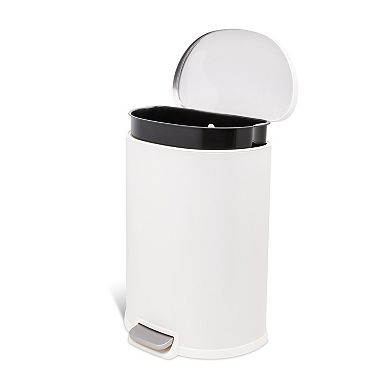 Qualiazero 50L / 13.2 Gallon D-Shape Stainless Steel Step Trash Can