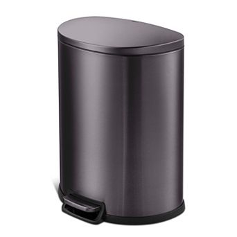 Qualiazero 50L / 13.2 Gallon D-Shape Stainless Steel Step Trash Can