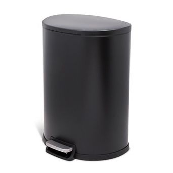 Qualiazero 50L / 13.2 Gallon D-Shape Stainless Steel Step Trash Can