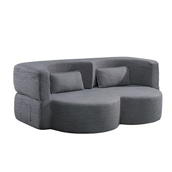 GOODSILO Convertible Floor Sofa Bed with Foam Filling and Velvet Fabric