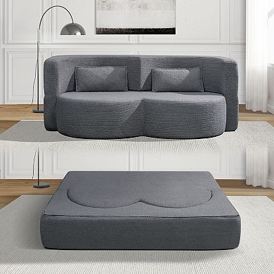 GOODSILO Convertible Floor Sofa Bed with Foam Filling and Velvet Fabric