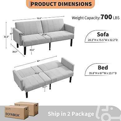 Convertible Futon Sofa Bed,Loveseat Couch with Adjustable Backrest,Sleeper Sofa Bed for Living Room