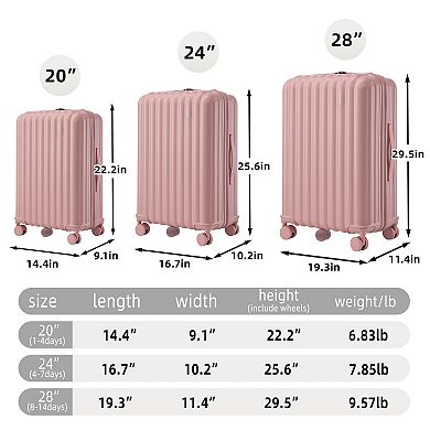 Merax 3 pcs/set in ABS Spinner Wheel Luggage, Carry on Suitcase, with Cup Holder