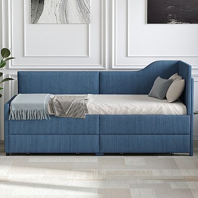 GOODSILO Twin Size L-Shaped Upholstered Daybed with Storage Drawers for Space Saving