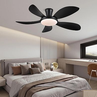 48 Inch Flush Mount Ceiling Fan with Light DC Motor Remote and App Control Indoor Use