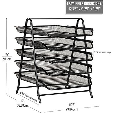 5 Tier Mesh Desk Organizer Vertical File Storage Rack