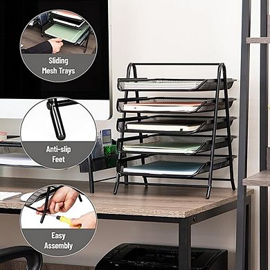 5 Tier Mesh Desk Organizer Vertical File Storage Rack