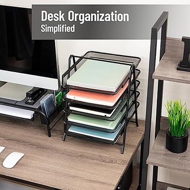 5 Tier Mesh Desk Organizer Vertical File Storage Rack