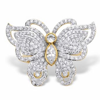 2.11 ct w. Cubic Zirconia Gold-Plated Butterfly Cocktail Ring