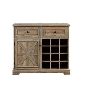 Wine Bar Cabinet with Storage Sideboard and 2 Drawers