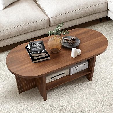 Mid-Century Farmhouse Coffee Table with Storage