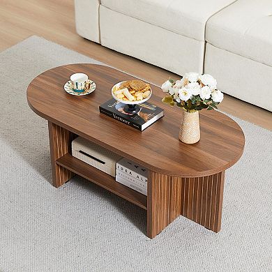 Mid-Century Farmhouse Coffee Table with Storage