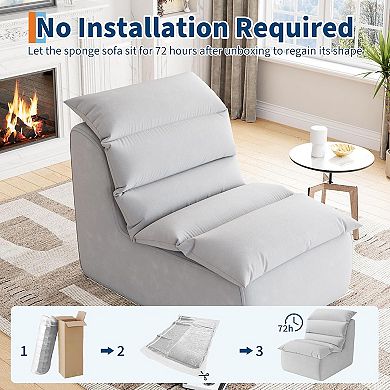 Bean Bag Chair, Lazy Floor Couch with High-Resilience Foam, Non-Slip Base