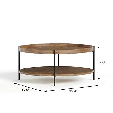 Starlight Canyon Home Veneer Round Coffee Table with Manufactured Wood and Metal Frame, Large