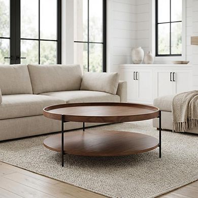 Starlight Canyon Home Veneer Round Coffee Table with Manufactured Wood and Metal Frame, Large