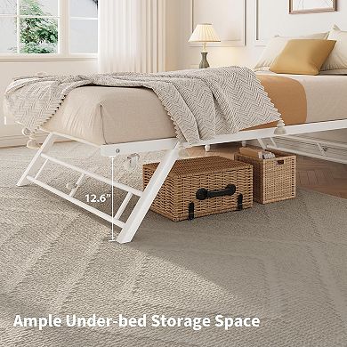 Stand Up Trundle Day Bed, Pop Up Trundle, Twin Trundle Bed Frame Only, Metal Slats Support