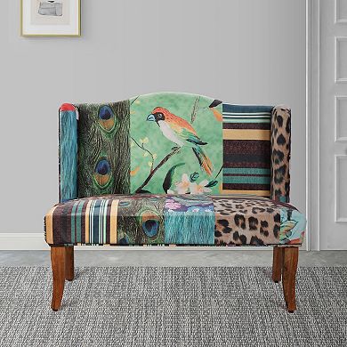 Vesta Bird Collage Print Settee, Multicolor