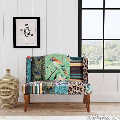Vesta Bird Collage Print Settee, Multicolor