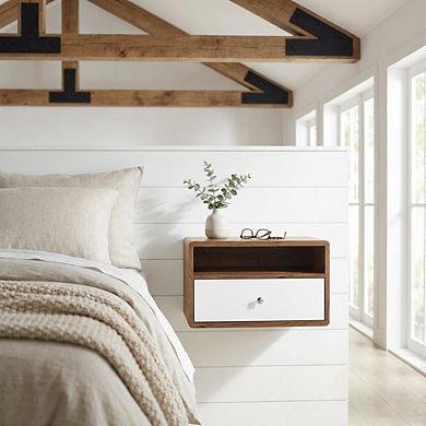 Wooden Wall Mount Nightstand with Sleek Design and Compact Size
