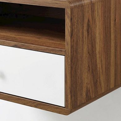 Wooden Wall Mount Nightstand with Sleek Design and Compact Size