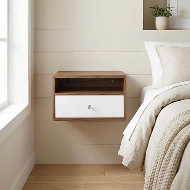 Wooden Wall Mount Nightstand with Sleek Design and Compact Size