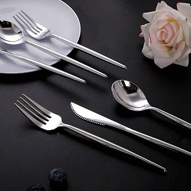 Gold Plastic Cutlery Set, 160 Pcs, Elegant White Gold, Perfect for Parties