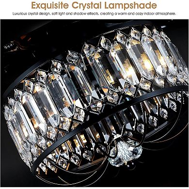 52" Farmhouse Crystal Fandelier, Luxury Ceiling Fan with Light & Remote Control