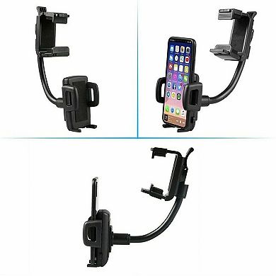 Universal 360 Car Rearview Mirror Phone Mount Holder Adjustable Stand