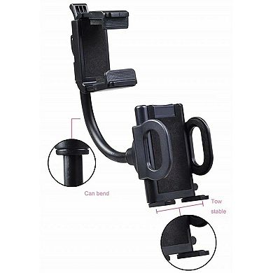 Universal 360 Car Rearview Mirror Phone Mount Holder Adjustable Stand
