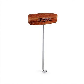 INGRILL Stainless Steel Meat Hook 304 BBQ Hook with Teak Wood Handle for Smoker & Grill
