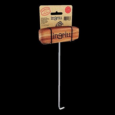 INGRILL Stainless Steel Meat Hook 304 BBQ Hook with Teak Wood Handle for Smoker & Grill