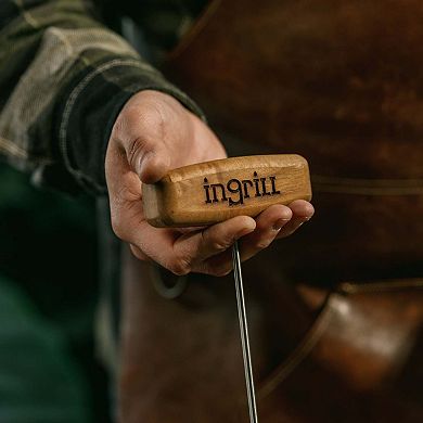 INGRILL Stainless Steel Meat Hook 304 BBQ Hook with Teak Wood Handle for Smoker & Grill