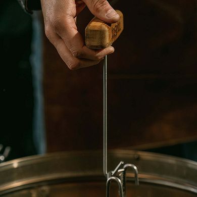 INGRILL Stainless Steel Meat Hook 304 BBQ Hook with Teak Wood Handle for Smoker & Grill