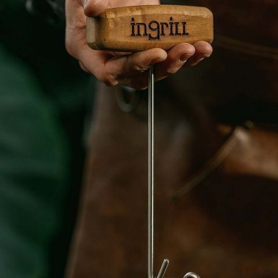 INGRILL Stainless Steel Meat Hook 304 BBQ Hook with Teak Wood Handle for Smoker & Grill
